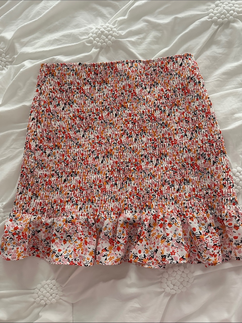 Smocked Floral Ruffle Mini Skirt in Pink - Picture 3 of 3